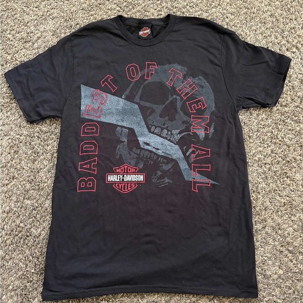 Harley-Davidson Black and Red Skull Graphic Tee